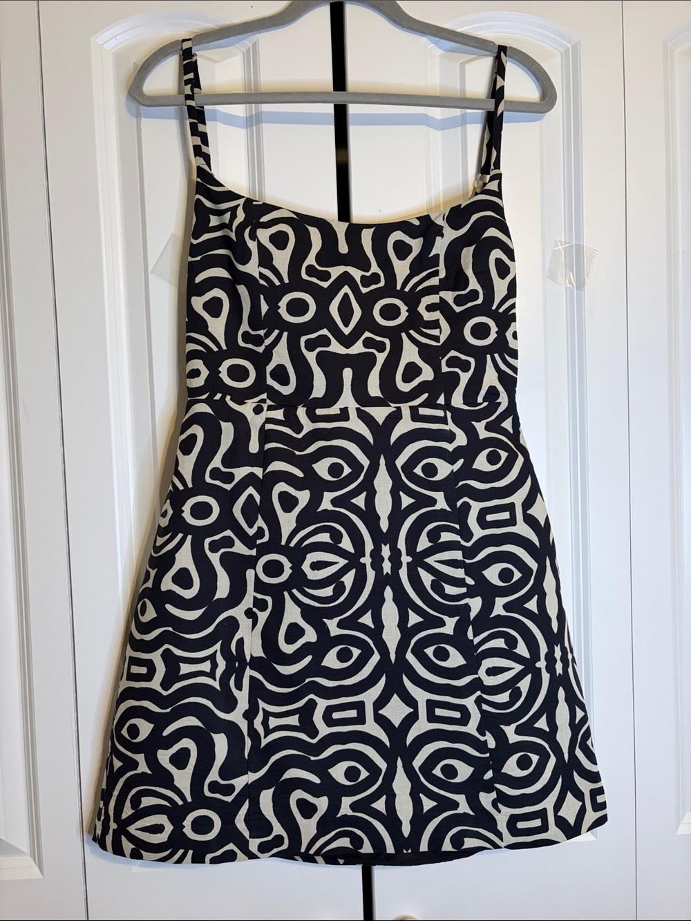 Zara Black and Cream Geometric Mini Dress